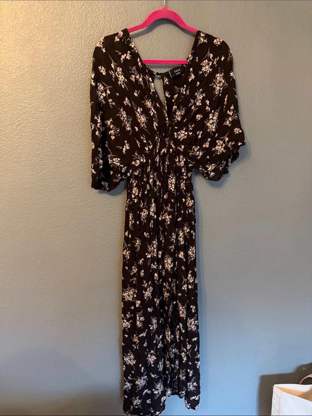 Vici Black Maxi Dress with White Floral Print
